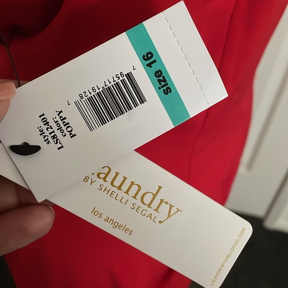 Laundry by Shelli Segal Wide Leg Belted Jumpsuit, Poppy Red, Size 16 New w/Tag - Picture 5 of 12